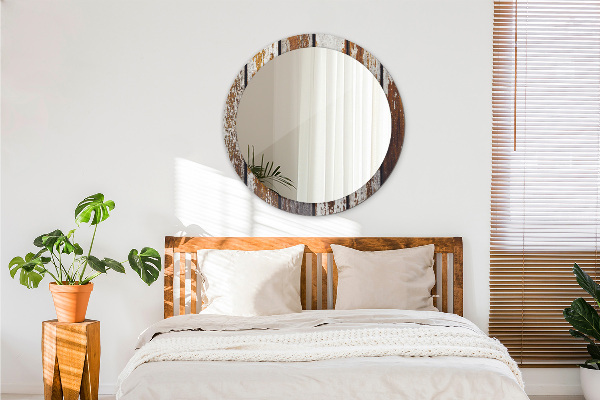 Round wall mirror design Vintage dark wood