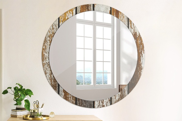 Round wall mirror design Vintage dark wood