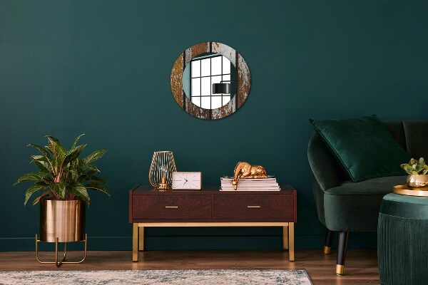 Round wall mirror design Vintage dark wood
