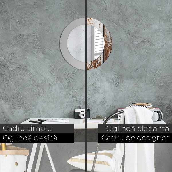 Round wall mirror design Vintage dark wood