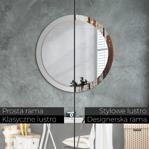 Round wall mirror design Vintage dark wood