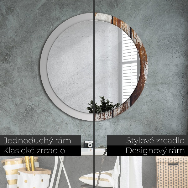 Round wall mirror design Vintage dark wood