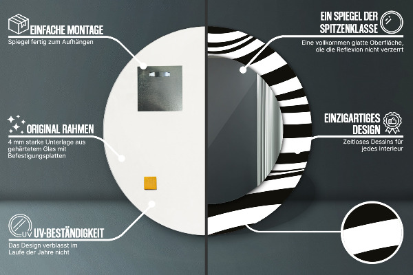 Round wall mirror design Abstract wave