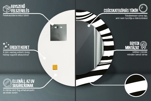 Round wall mirror design Abstract wave