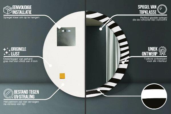 Round wall mirror design Abstract wave