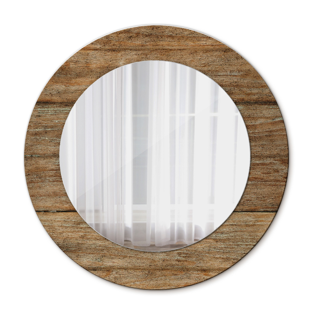 Round mirror frame with print Old wood