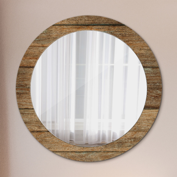 Round mirror frame with print Old wood