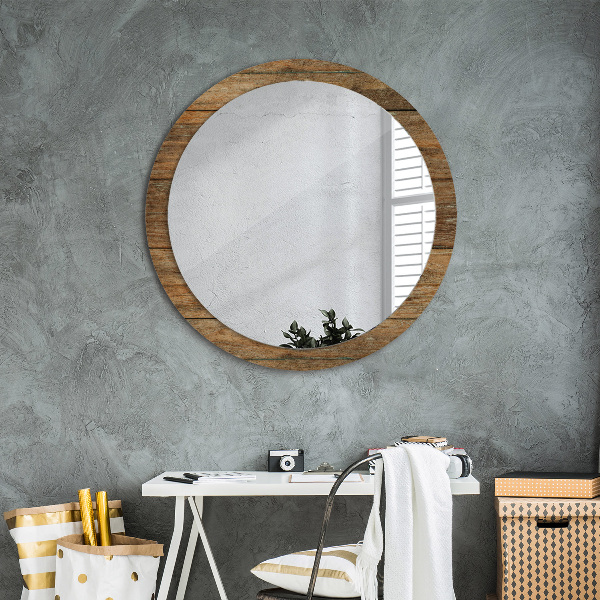 Round mirror frame with print Old wood