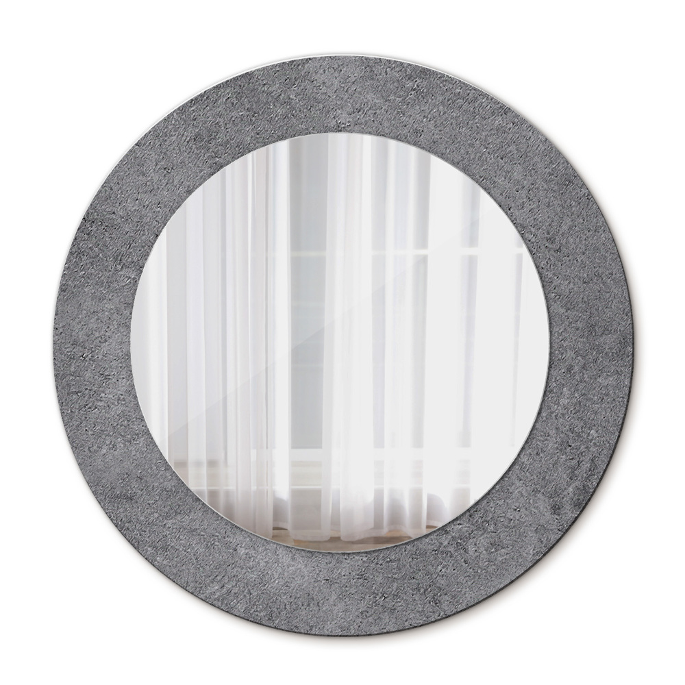 Round mirror frame with print Concrete texture