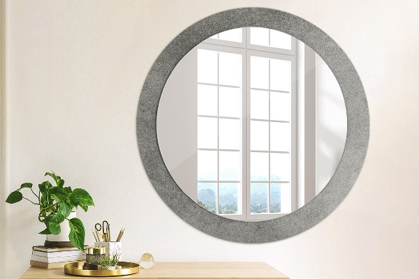 Round mirror frame with print Concrete texture