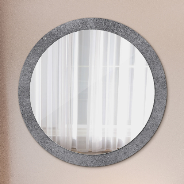 Round mirror frame with print Concrete texture