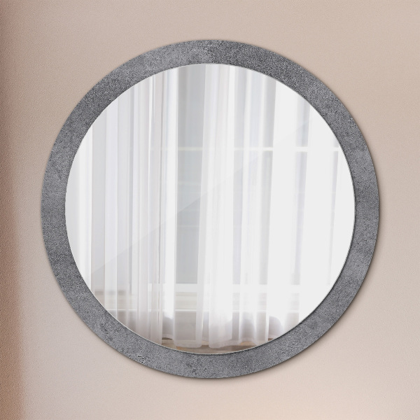 Round mirror frame with print Concrete texture