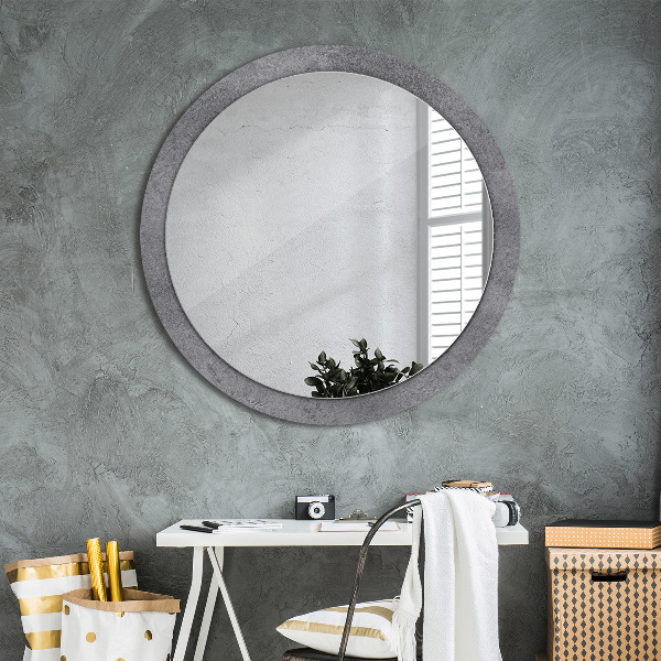 Round mirror frame with print Concrete texture