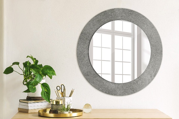 Round mirror frame with print Concrete texture