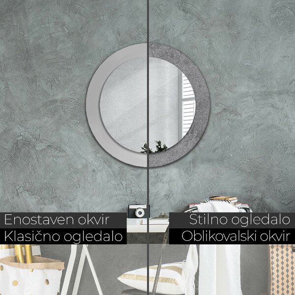 Round mirror frame with print Concrete texture