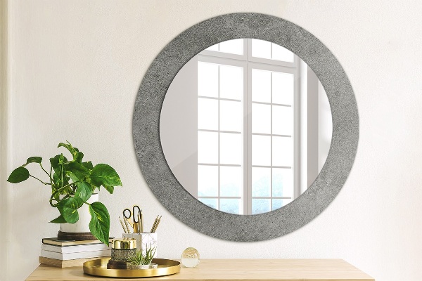 Round mirror frame with print Concrete texture
