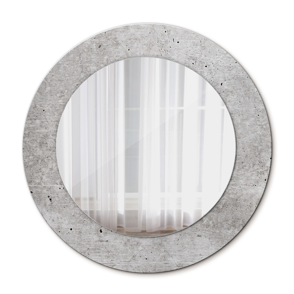 Round wall mirror decor Gray concrete