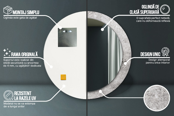 Round wall mirror decor Gray concrete