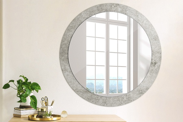 Round wall mirror decor Gray concrete