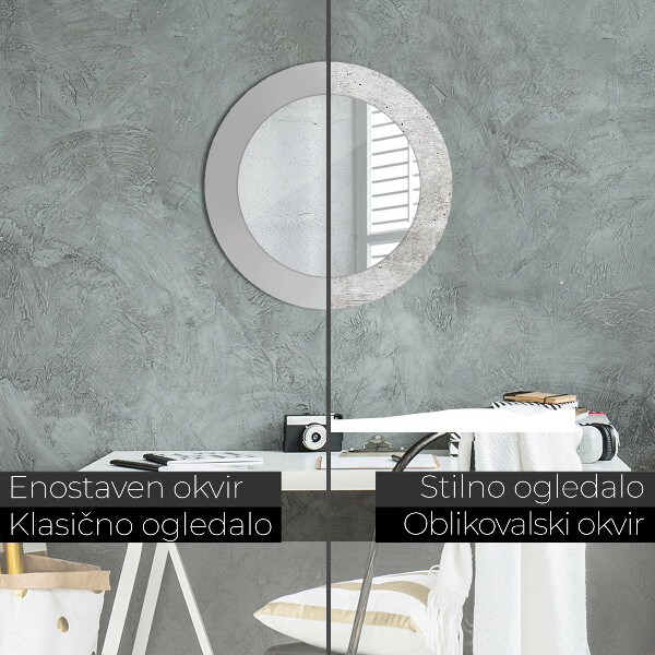 Round wall mirror decor Gray concrete