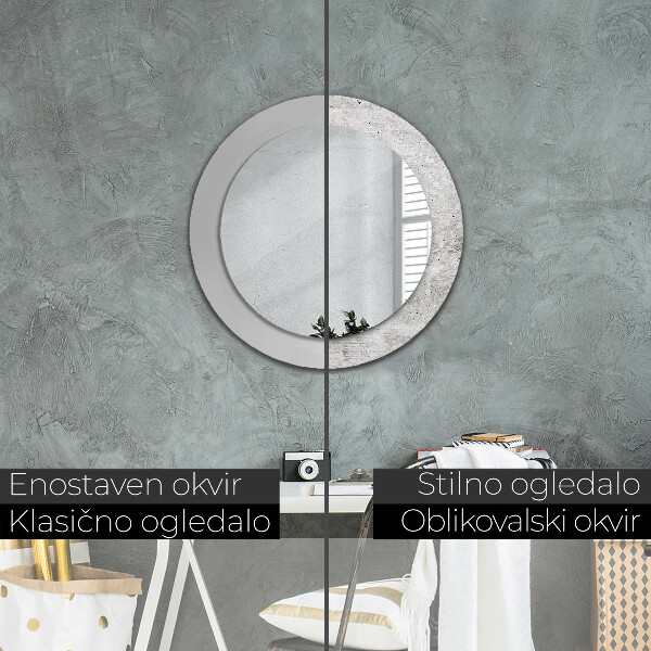 Round wall mirror decor Gray concrete