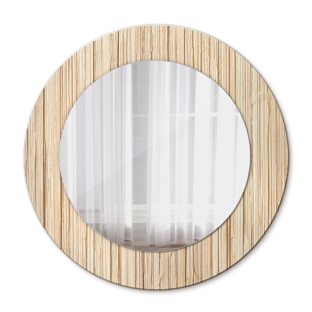 Round wall mirror decor Bamboo straw