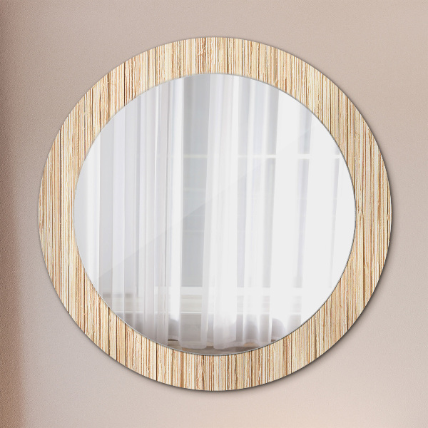 Round wall mirror decor Bamboo straw