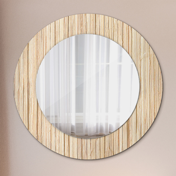Round wall mirror decor Bamboo straw