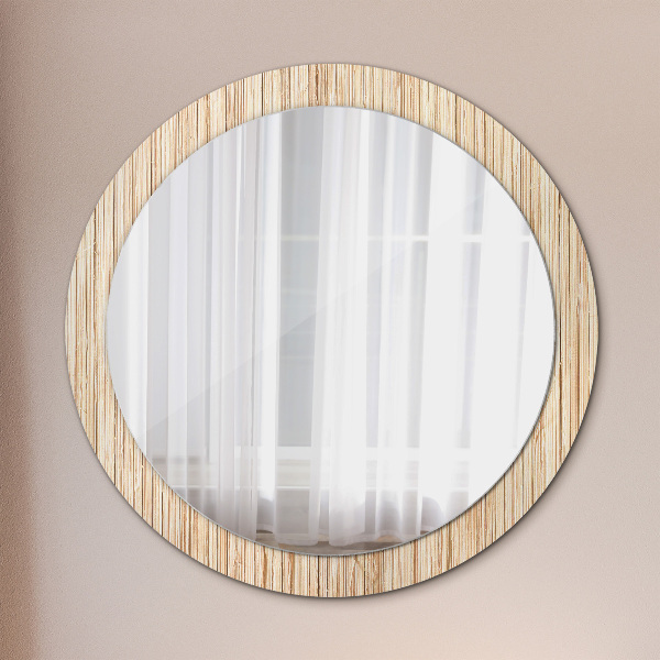 Round wall mirror decor Bamboo straw