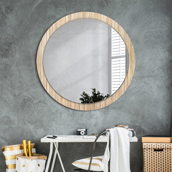 Round wall mirror decor Bamboo straw