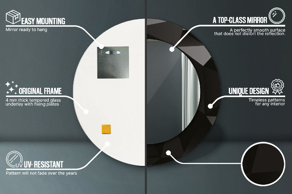 Ornate framed mirror Abstract black