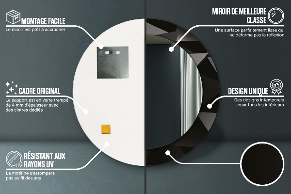 Ornate framed mirror Abstract black