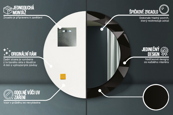 Ornate framed mirror Abstract black