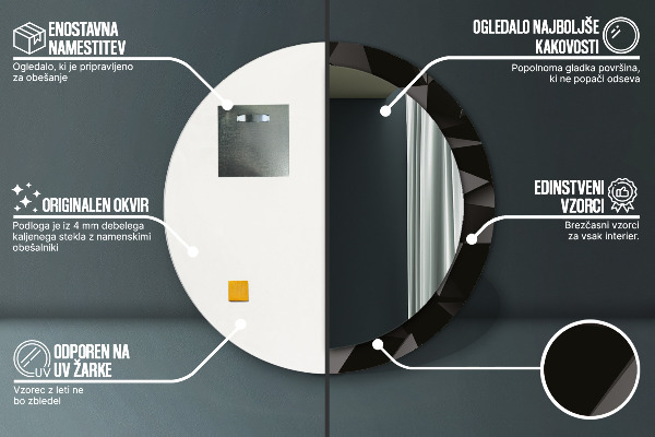 Ornate framed mirror Abstract black