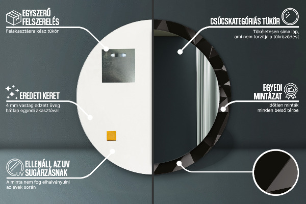 Ornate framed mirror Abstract black