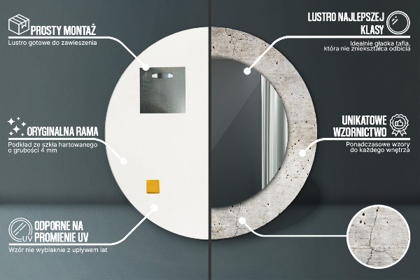 Round wall mirror decor Gray concrete