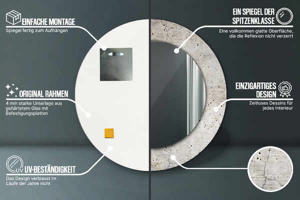 Round wall mirror decor Gray concrete