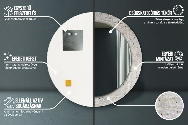 Round wall mirror decor Gray concrete