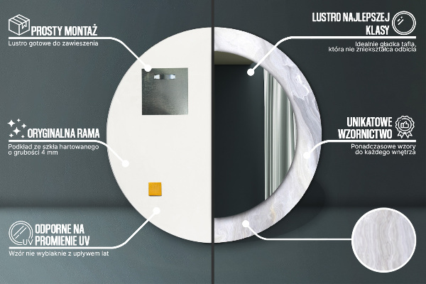 Round wall mirror decor Abstract marble