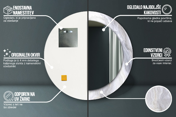 Round wall mirror decor Abstract marble