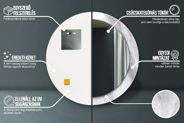 Round wall mirror decor Abstract marble