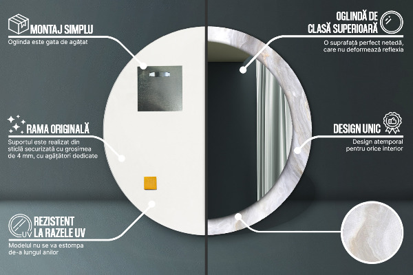 Round wall mirror decor Abstract marble