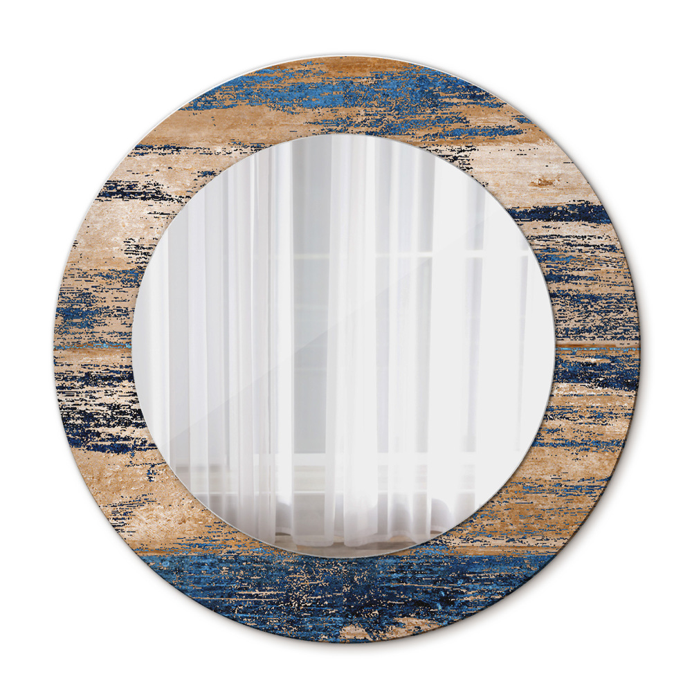 Round wall mirror decor Abstract wood