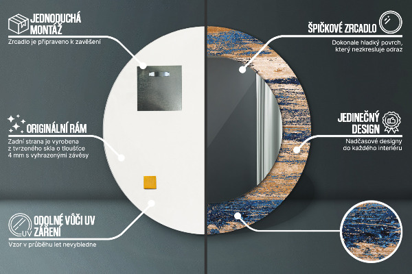 Round wall mirror decor Abstract wood