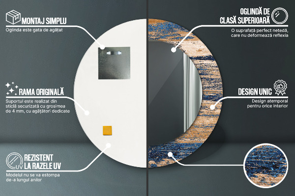 Round wall mirror decor Abstract wood