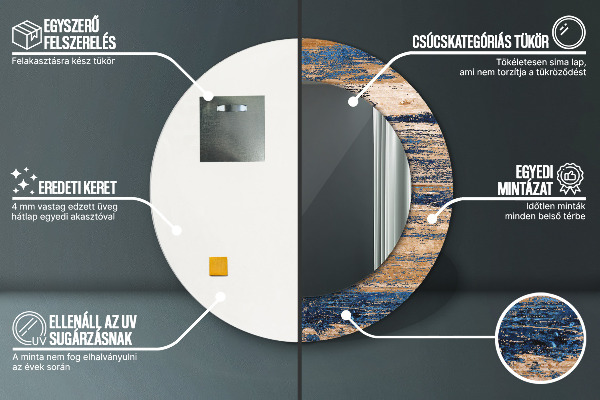 Round wall mirror decor Abstract wood