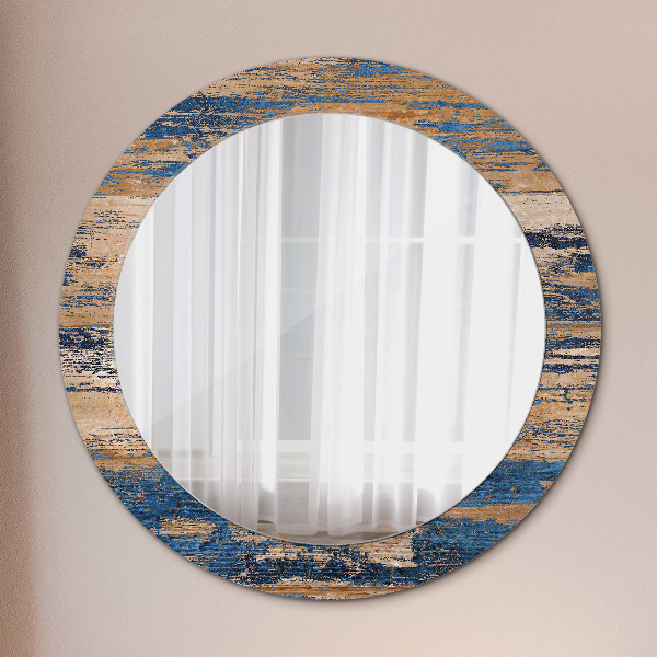 Round wall mirror decor Abstract wood