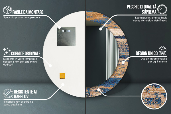 Round wall mirror decor Abstract wood