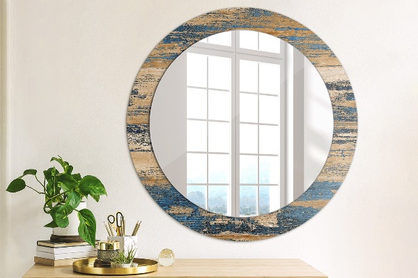 Round wall mirror decor Abstract wood