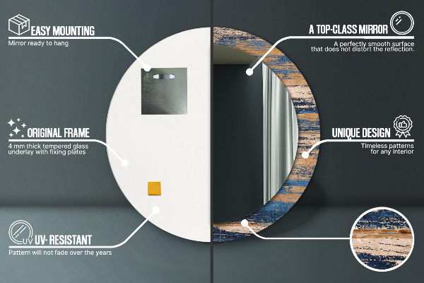 Round wall mirror decor Abstract wood